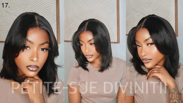 7X5 Glueless French Bob Wig With Curtain Bangs Layered Cut Bob Wig Pre Cut Lace
