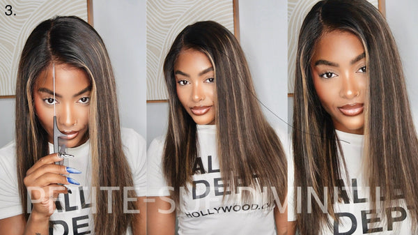 Highlight Brown Straight Glueless Invisible Lace Wig