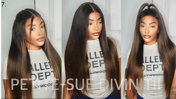 Glueless Chestnut Brown Yaki Straight 7x5 Lace  WIg