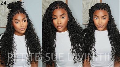 Full Lace Knotless Boho Curls Braided Invisi Drawstring Wig