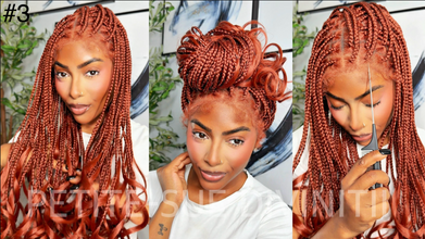 Full Veralux fiber lace boho knotless French curl  braided wig