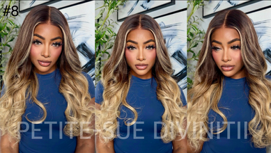 Golden Blonde Balayage Layered Long Wave Lace Front Wig