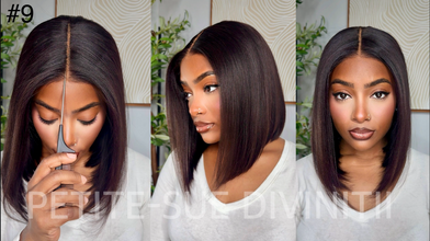 Pull Go Glueless Yaki Straight Bob HD Lace Wig With Drawstring Cap 220% Density Pre Cut Lace Human Hair Wig