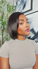 Swiss lace front 90s Blowout Layered Silky Straight Bob With Side Swept Bangs Glueless Human Hair Lace Wig