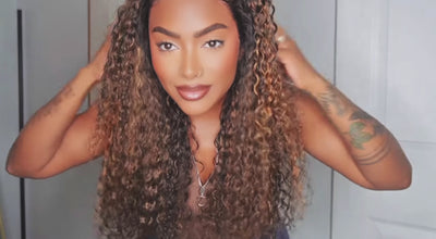 Brown Balayage Highlight Invisi Strap 360 lace Water Wave Wig