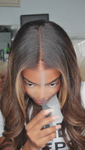 Wavy Dark Brown with Caramel Blonde Money Piece Highlights Maxipart Glueless 10x6 Lace Closure Wig
