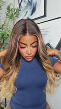 Golden Blonde Balayage Layered Long Wave Lace Front Wig